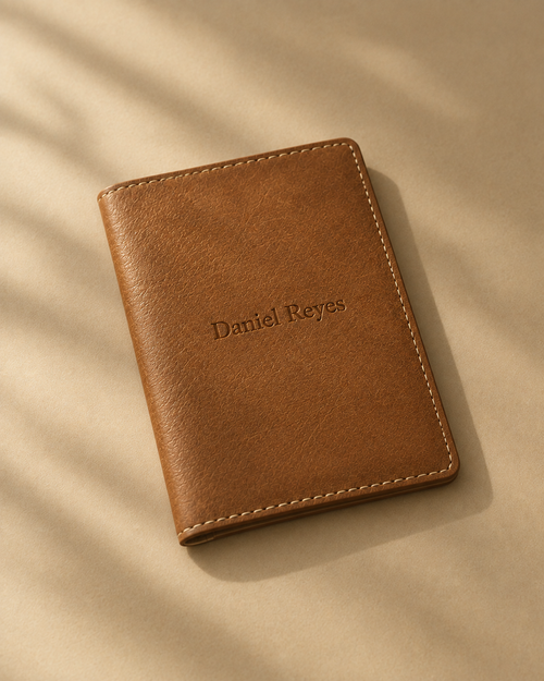 The Passport Holder: Engraved Leather - Hollis & vale