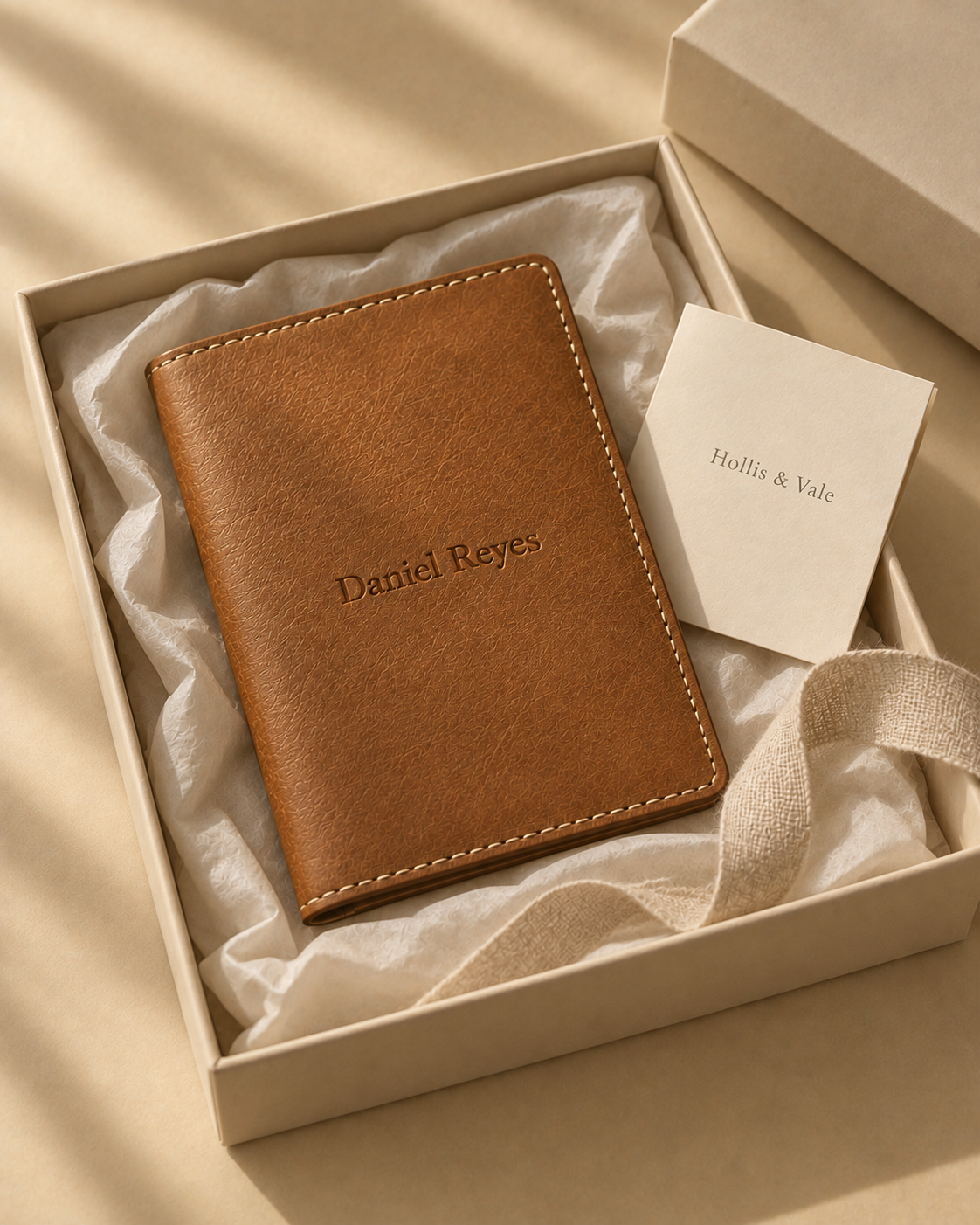 The Passport Holder: Engraved Leather - Hollis & vale