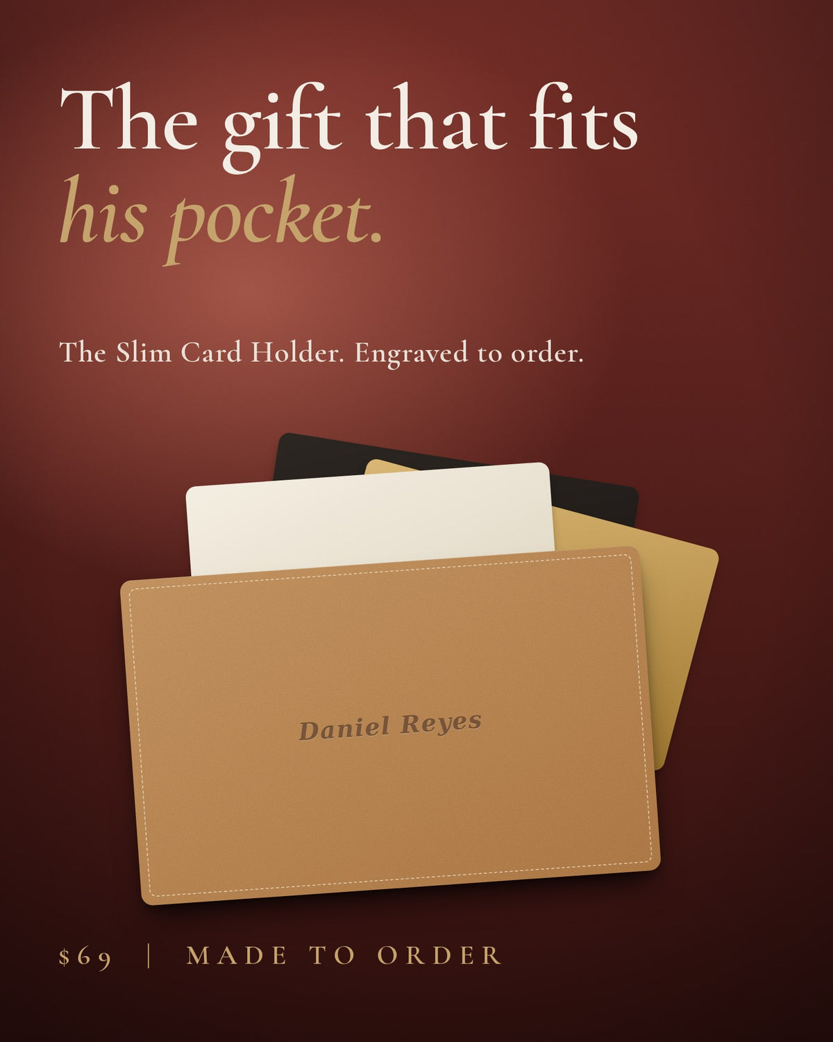 The Everyday Bifold: Engraved Leather Wallet - Hollis & vale