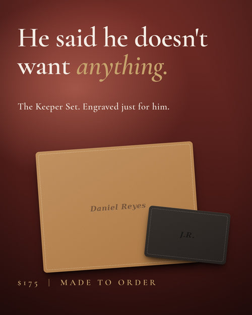 The Keeper Set: Engraved Leather Wallet & Card Holder - Hollis & vale
